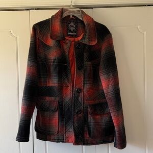 DOLLHOUSE Rust and Black Plaid Coat Size M